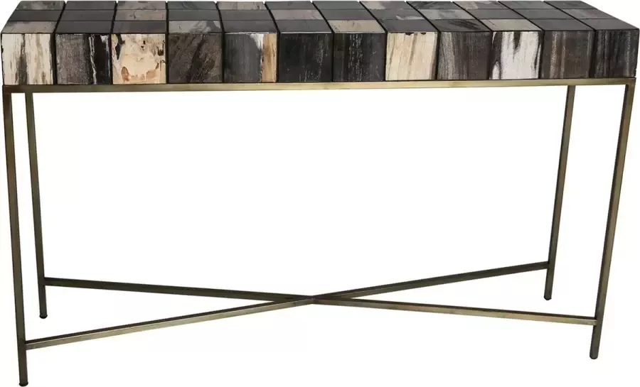Ptmd Collection PTMD Petrified Laminate gemeleerd sidetable goud frame - Foto 1