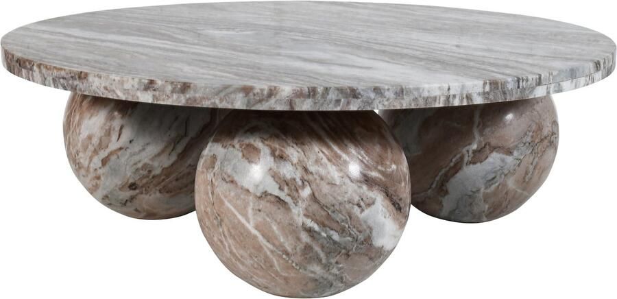 PTMD Diro Beige Marble 3 Ball Coffeetable Round