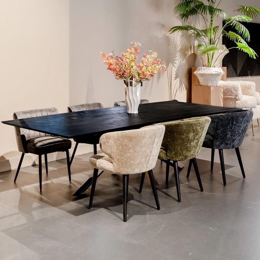 PTMD Eettafel Alore Rechthoekig Zwart Mangohout