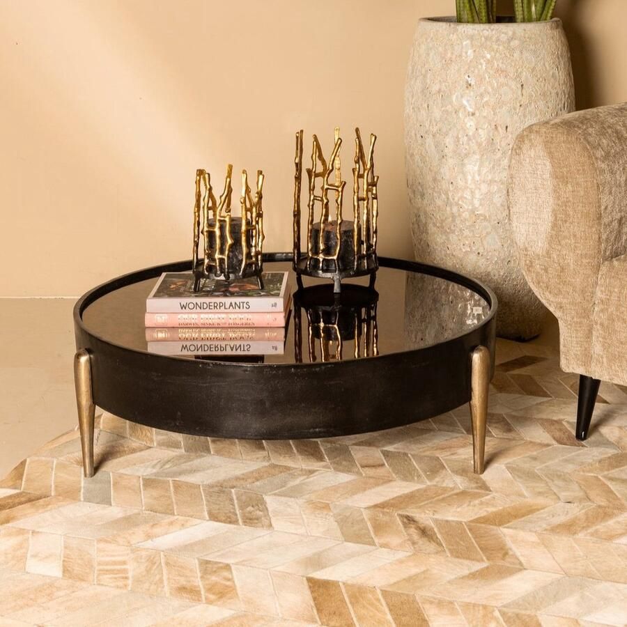 PTMD Salontafel Mirror Zwart Aluminium