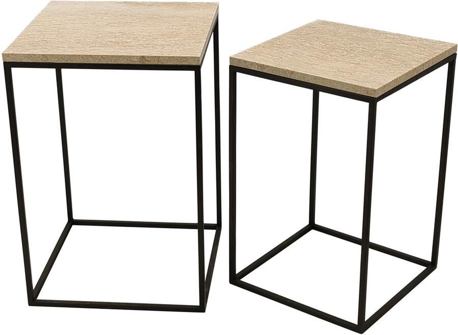 PTMD COLLECTION PTMD Bijzettafel Volos 0x0x0 cm Marmer Beige Set van 2