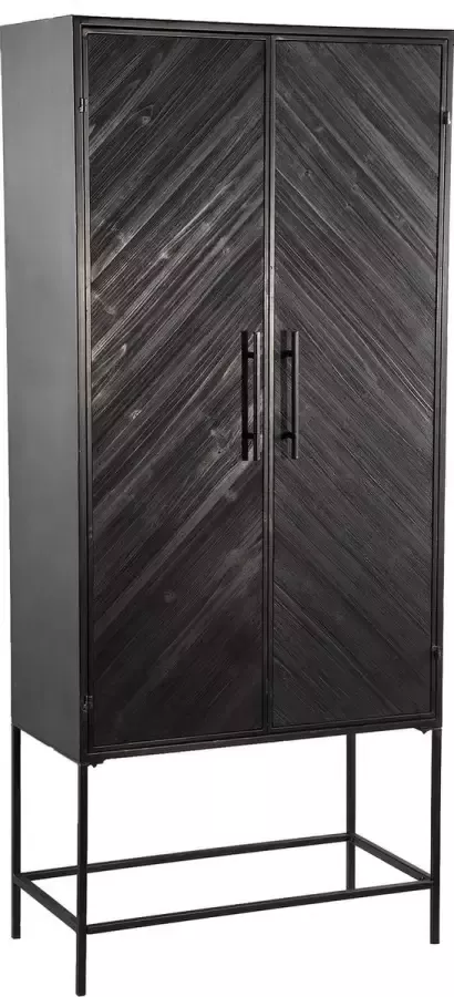 PTMD Ray Black wooden cabinet metal frame 2 doors KD