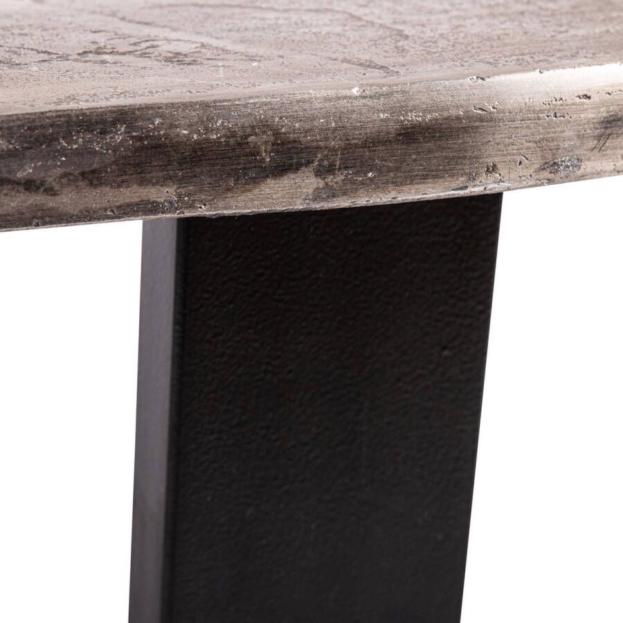 PTMD COLLECTION PTMD Juup silver iron oval coffeetable black frame