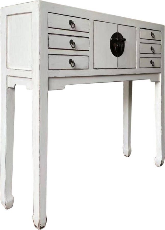 PTMD COLLECTION PTMD Adeline White elmwood sidetable 2 doors 6 drawers