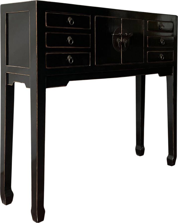 PTMD COLLECTION PTMD Adeline Black elmwood sidetable 2 doors 6 drawers