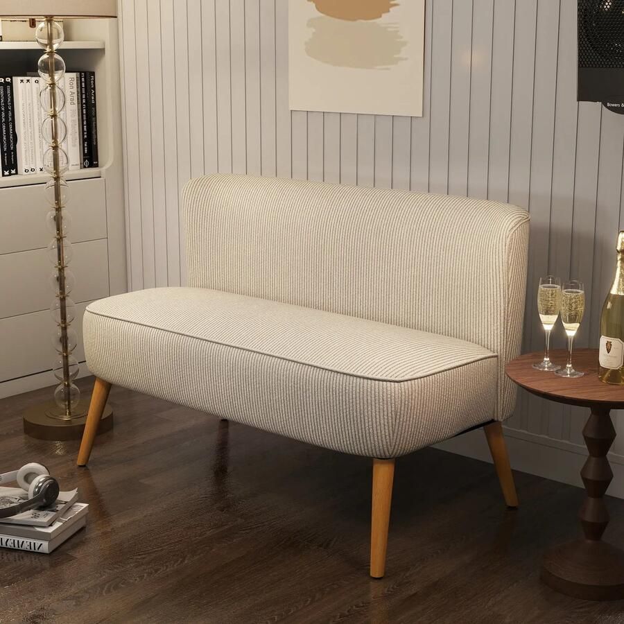 Pugsdrly 2-zitsbank zachte bekleding onderhoudsvriendelijke hoes belastbaar tot 150 kg 117 x 56 5 x 77 cm crèmewit