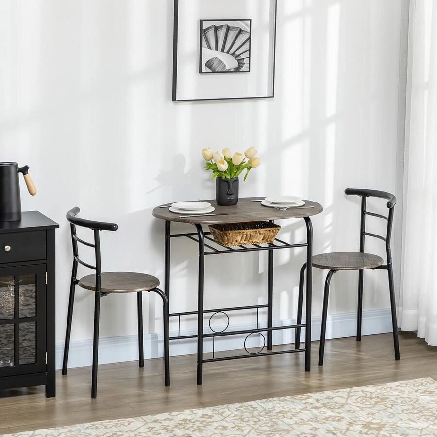 Pugsdrly Bistro-set eettafel keukentafel met stoelen set 1 tafel 2 stoelen 80 cm x 53 cm x 74 5 cm zwart