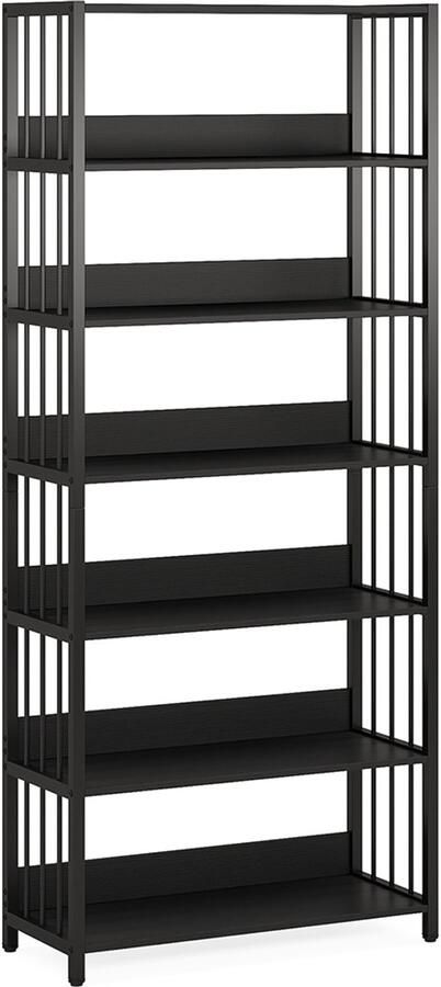 Pugsdrly Boekenkast met 6 niveaus 190 cm hoog industriële plank 30 * 80 * 190 cm boekenkast opbergplank vrijstaande plank voor de woonkamer slaapkamer en thuiskantoor
