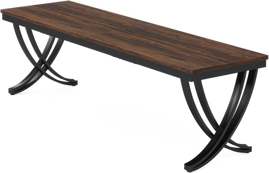 Pugsdrly Bureau voor 2 personen 78 inch lang computerbureau bureautafel voor twee personen met elegante poten dubbele werkplek voor thuiskantoor (rustiek bruin)