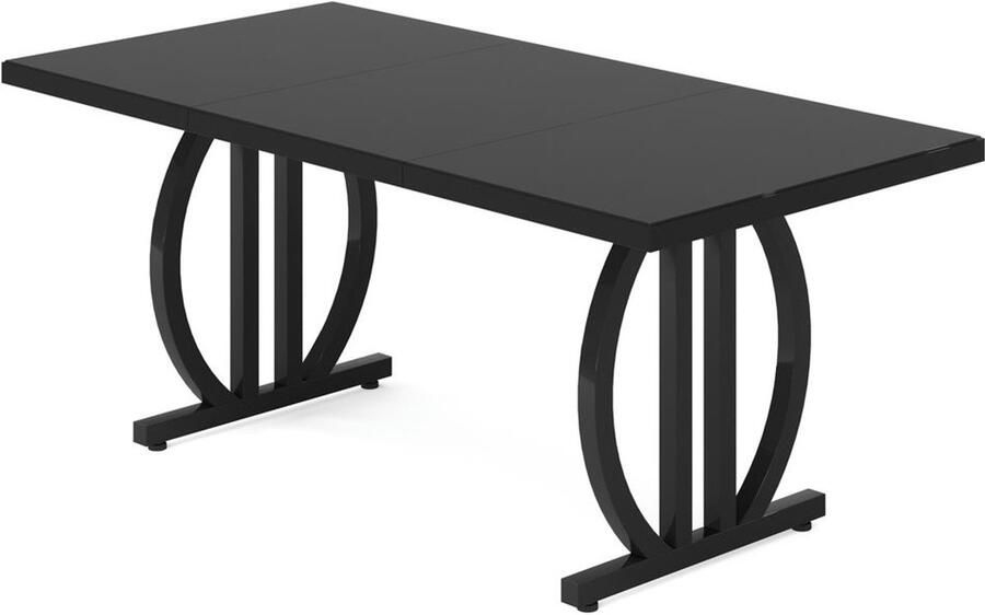 Pugsdrly Bureau voor thuiskantoor groot bureau 160x80 cm met geometrische metalen poot computerbureau directiebureau voor thuiskantoor zwart