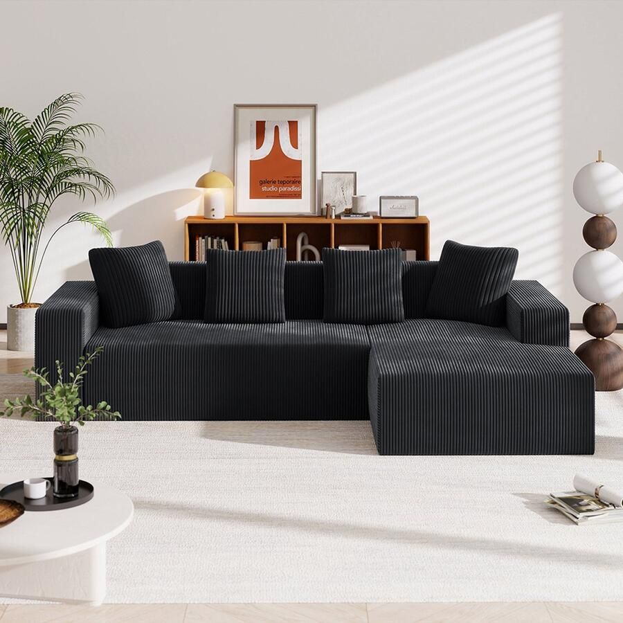 Pugsdrly Cloud combinatiebank met L-vormige loungers moderne modulaire bank met diepe zittingen gestoffeerde bank voor woonkamer en slaapkamer