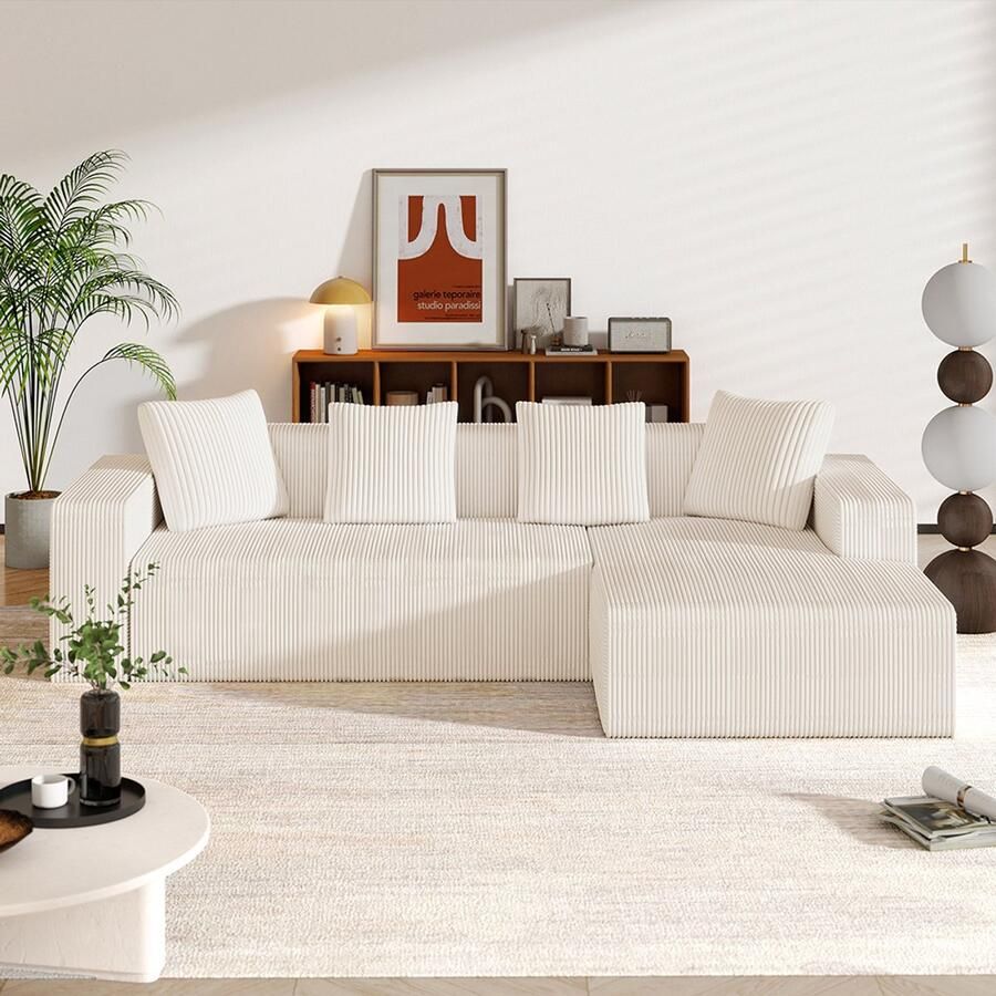 Pugsdrly Cloud combinatiebank met L-vormige loungers moderne modulaire bank met diepe zittingen gestoffeerde bank voor woonkamer en slaapkamer