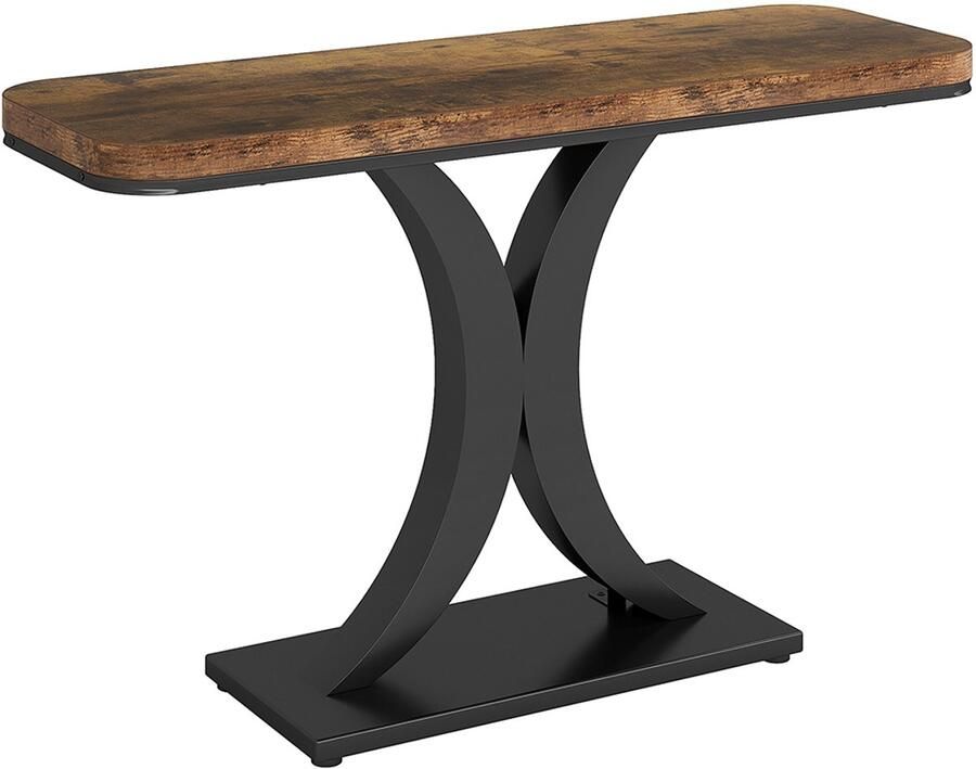Pugsdrly Console industriële haltafel voor in de gang haltafels 100 cm Smalle salontafel voor in de woonkamer bijzettafel rustiek bruin