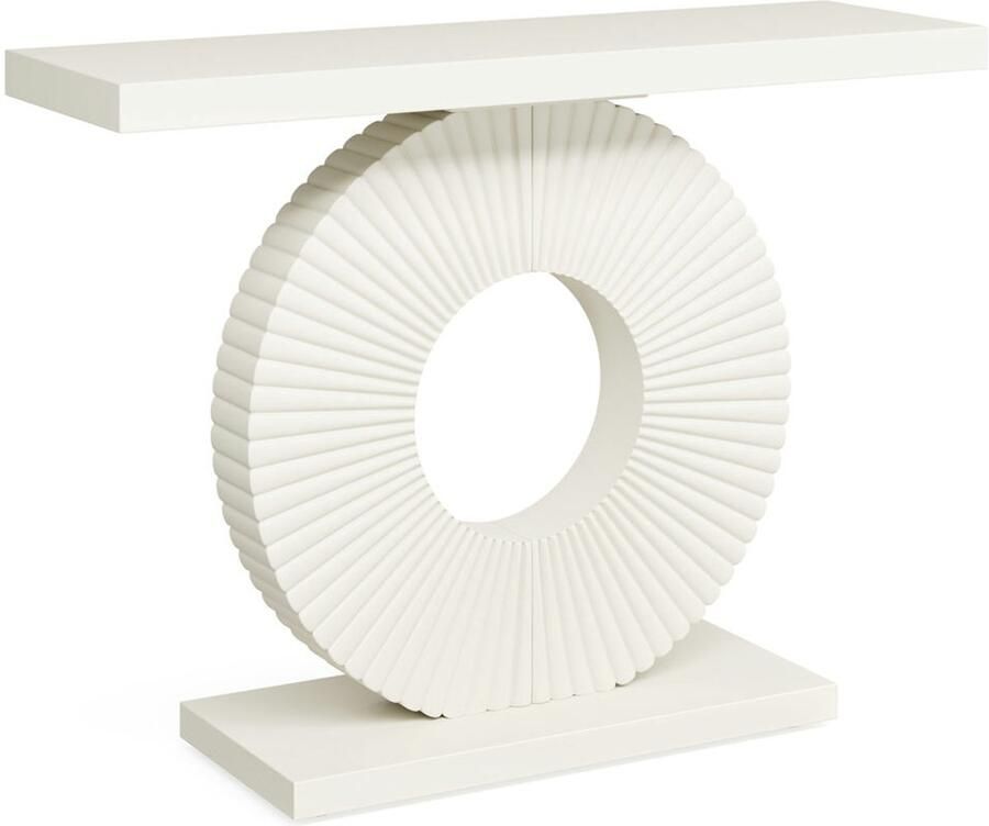 Pugsdrly consoletafel haltafel met ronde bloemvormige voet smalle bijzettafel van hout salontafel voor de woonkamer gang slaapkamer landhuisstijl 100 x 30 x 79 cm wit