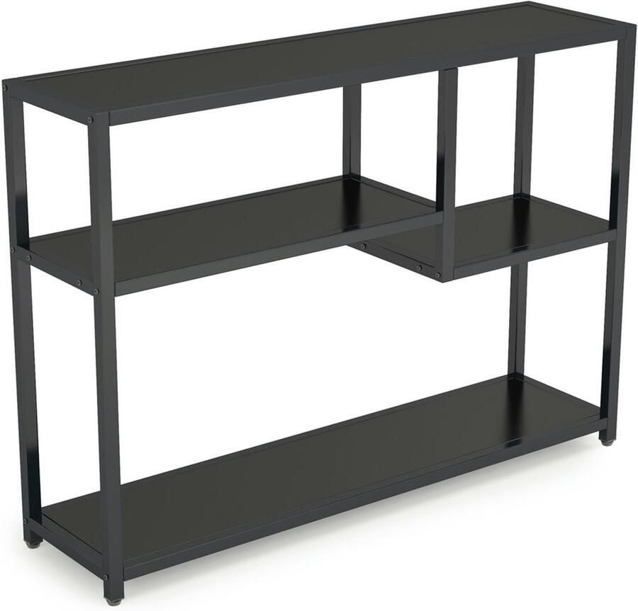 Pugsdrly Consoletafel kleine zwarte haltafel met opbergvakken vintage bijzettafel van 108 cm om achter een salontafel te plaatsen voor in de woonkamer hal gang entree tv-meubel