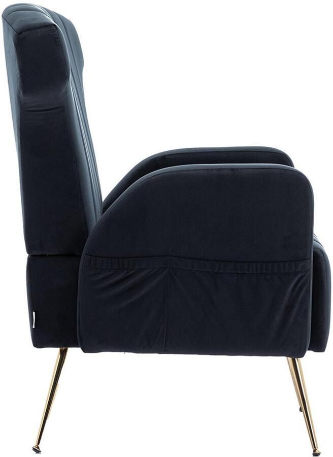 Pugsdrly Decoratieve fauteuil met gewatteerde rugleuning van fluweel en vergulde metalen poten gestoffeerde fauteuil bijzetstoel eenvoudige relaxte bank leesfauteuil voor in de woonkamer slaapkamer of kantoor zacht en comfortabel