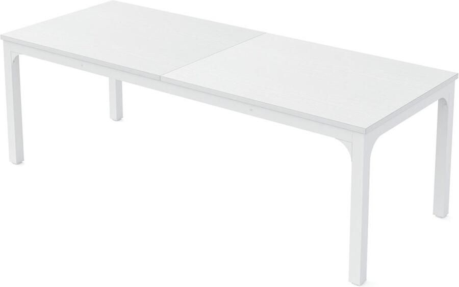 Pugsdrly Eettafel industriële keukentafel voor 4 tot 6 personen 200 x 70 x 75 cm Rechthoekige eettafel voor eetkamer keuken woonkamer met stevige metalen poten wit