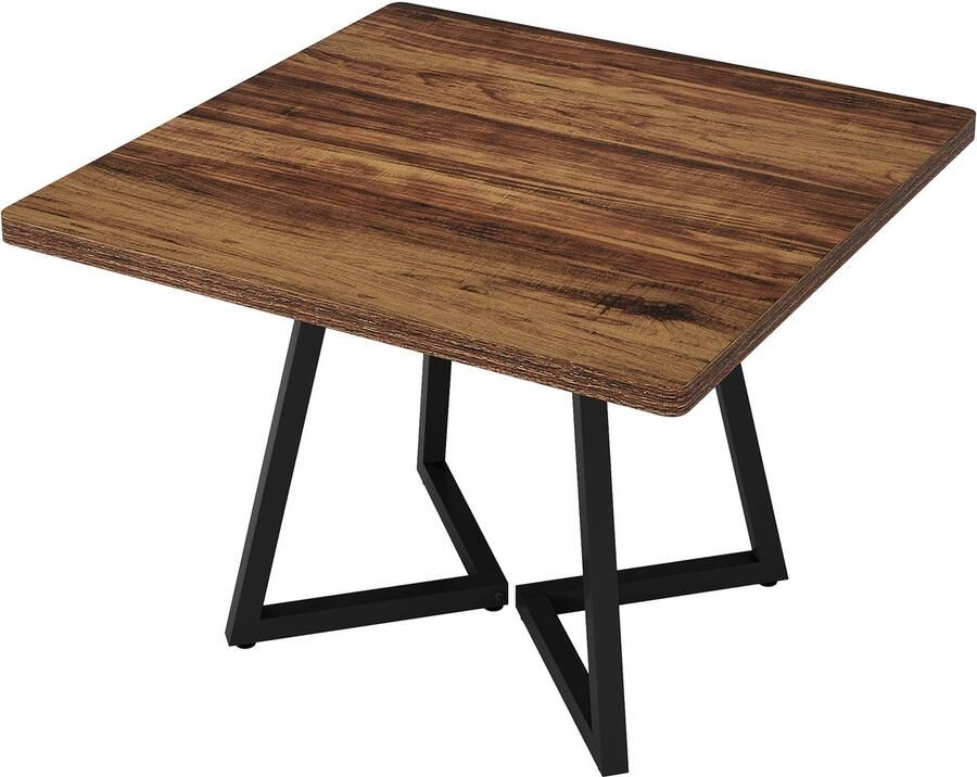 Pugsdrly Eettafel kleine eettafel keukentafel eettafel 80x80 cm voor 4 personen metalen poot in industriële stijl bruin