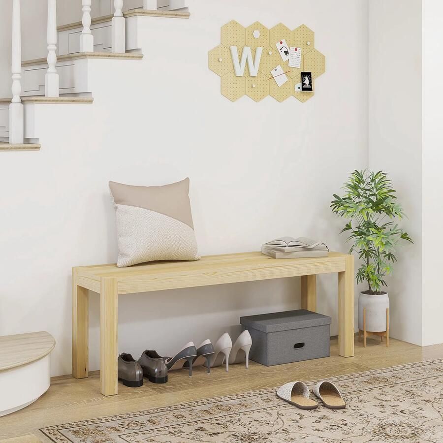 Pugsdrly Houten bankje Keukenbank massief hout 2-zitsbank 120 cm x 33 cm x 45 cm naturel