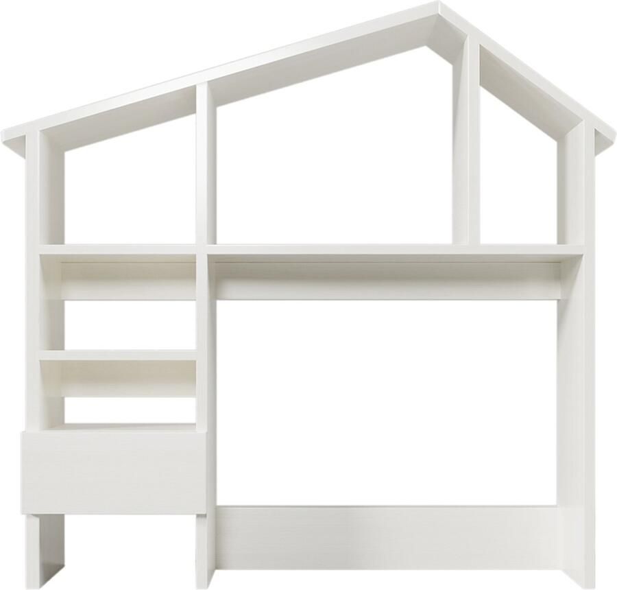 Pugsdrly Houten rek met opbergruimte geschikt voor kinderen en tieners met hydraulisch inklapbaar nachtkastje en kantelbeveiliging wit