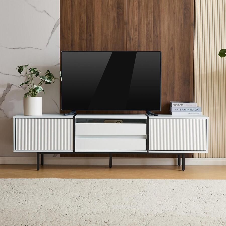 Pugsdrly Kast TV meubel met schuifladen voor projector laag meubel met opbergruimte