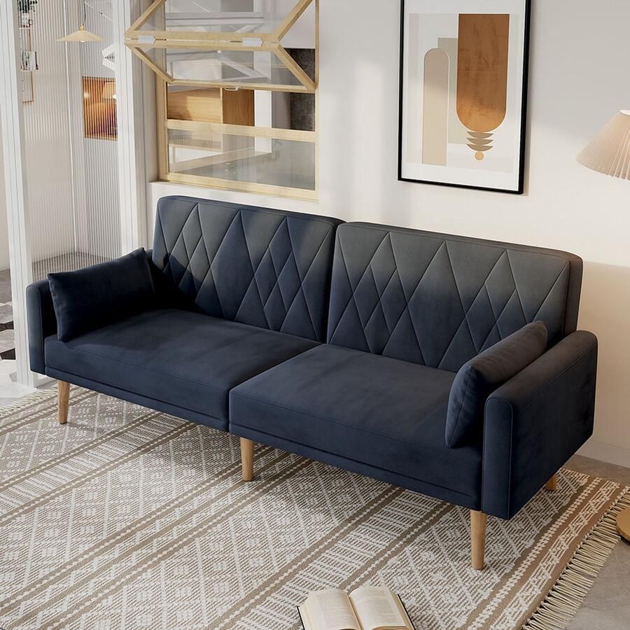 Pugsdrly Kleine bank tweezitsbank slaapbank met slaapfunctie slaapbank in fluweel geschikt voor de woonkamer slaapkamer thuisbioscoop logeerkamer