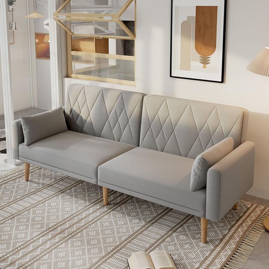 Pugsdrly Kleine bank tweezitsbank slaapbank met slaapfunctie slaapbank in fluweel geschikt voor de woonkamer slaapkamer thuisbioscoop logeerkamer