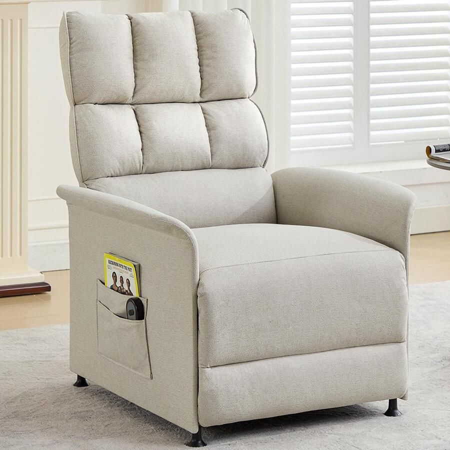 Pugsdrly Modern design: fauteuil tv-fauteuil elektrische fauteuil relaxfauteuil met afstandsbediening met opbergtas geschikt voor de woonkamer slaapkamer appartement enz. Video beschikbaar