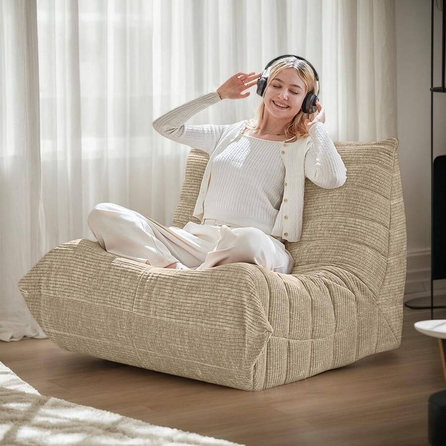 Pugsdrly Moderne banken poefs voor volwassenen op de grond Super Soft Memory Sponge-bank Togo-fauteuil woonkamermeubels geschikt voor slaapkamer balkon slaapzaal fauteuil voor bij de open haard (abrikoos)