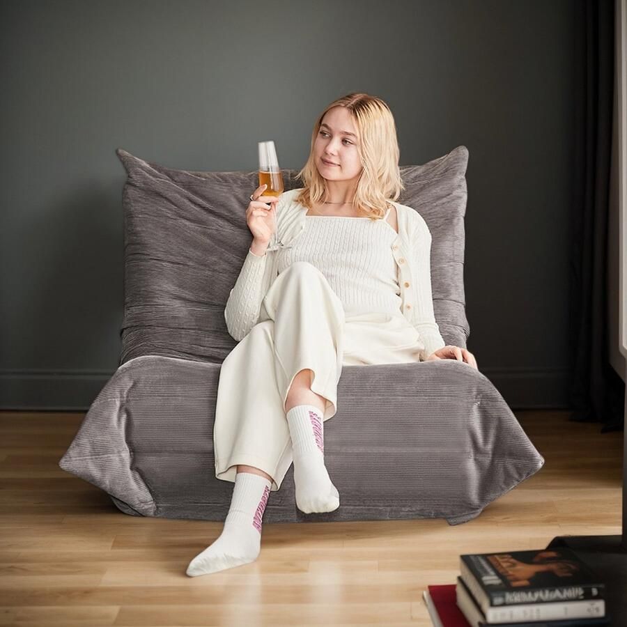 Pugsdrly Moderne banken poefs voor volwassenen op vloerbank bank van ultrazacht traagschuim Togo-fauteuil woonkamermeubels geschikt voor slaapkamer balkon slaapzaal fauteuil voor bij de open haard (donkergrijs)