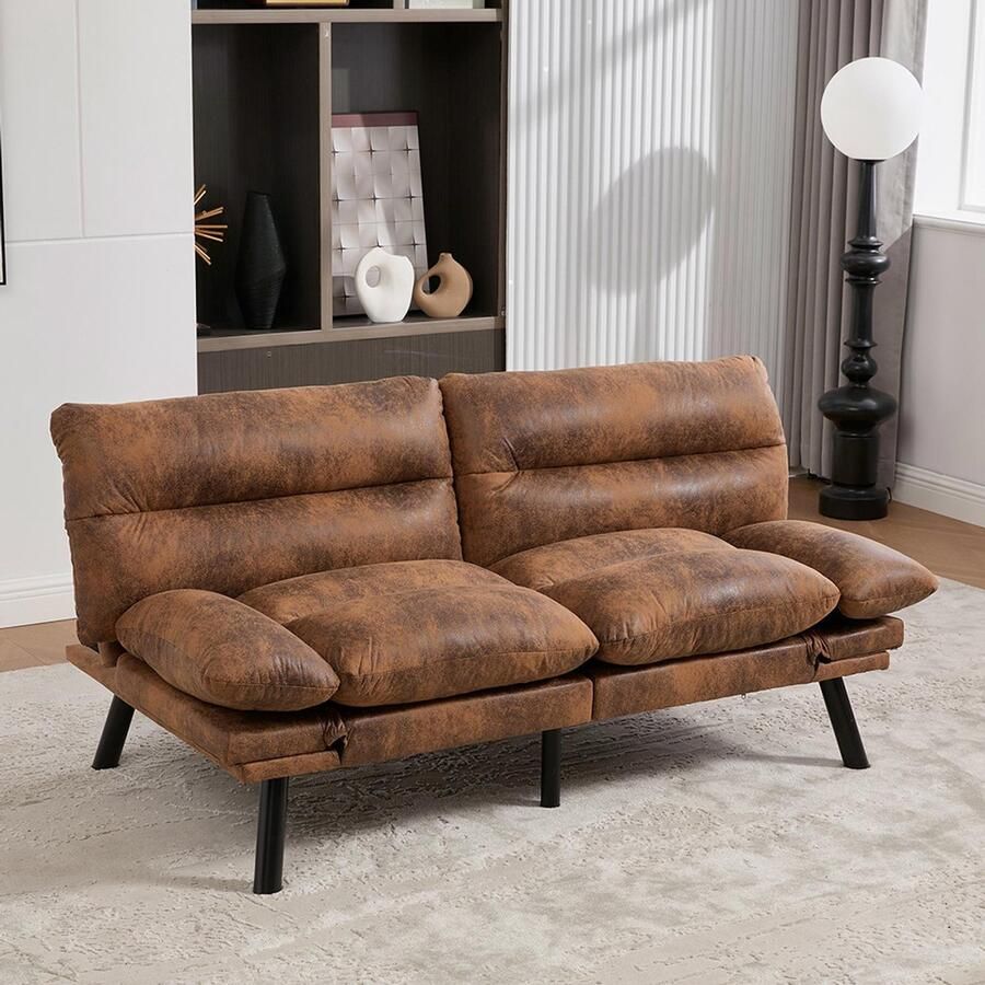 Pugsdrly Moderne tweezitsbank met ergonomisch ontwerp met luchtige zitting verstelbare rugleuning en armleuningen en metalen poten voor optimaal comfort en stabiliteit