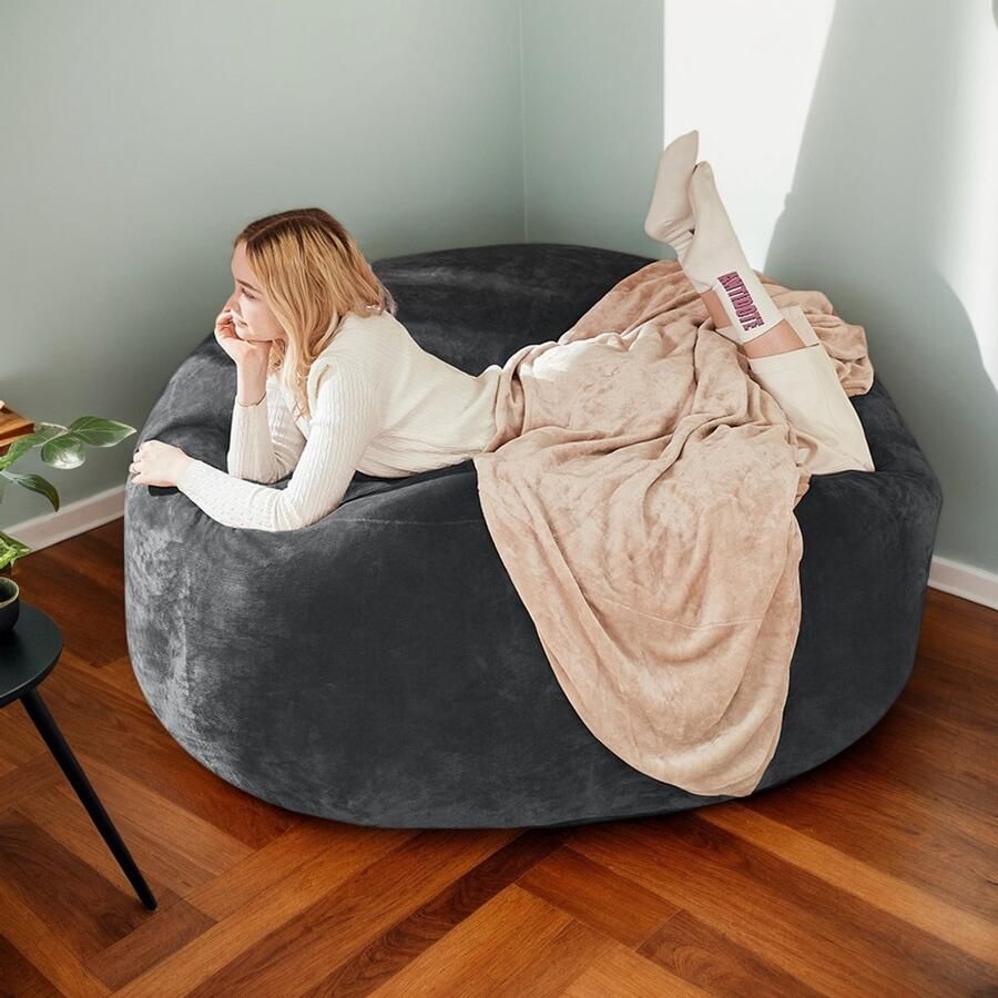 Pugsdrly Pouf 90 poef bank voor volwassenen zachte en comfortabele leesfauteuil geschikt voor slaapkamers balkons en andere plaatsen