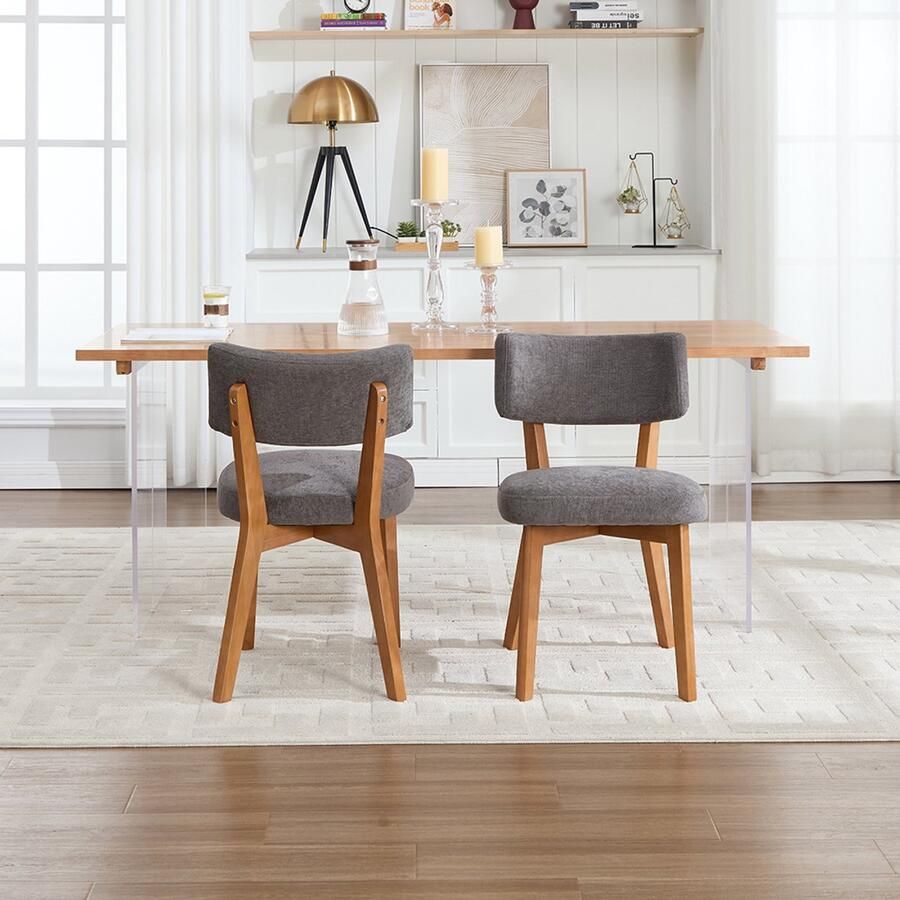 Pugsdrly Set van 2 moderne eetkamerstoelen in mid-century stijl massief houten poten gestoffeerde zitting voor in de keuken eetkamer of kantoor