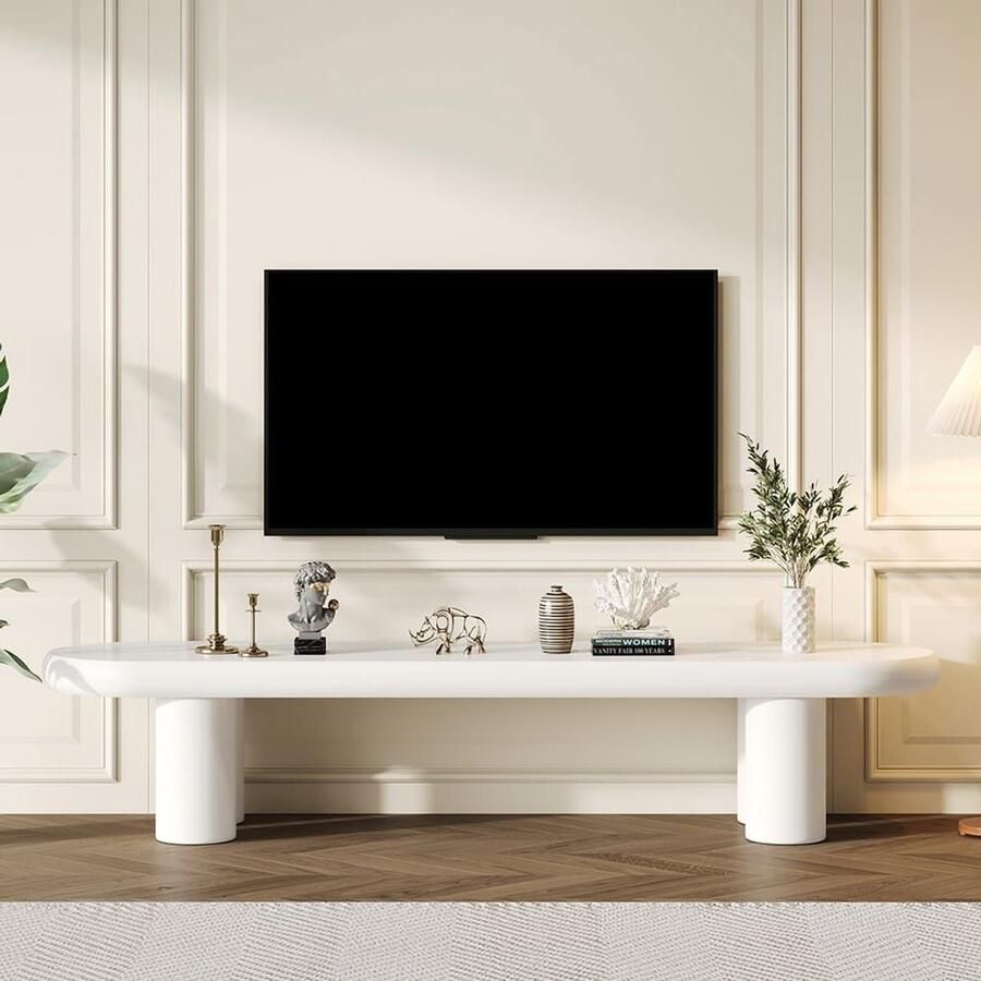 Pugsdrly Wit tv-meubel 160 x 40 x 40 cm modern minimalistisch tv-meubel met 4 stabiele poten geschikt voor tv's tot 65 inch