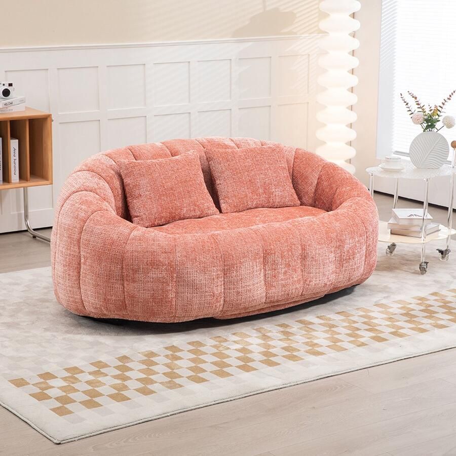 Pugsdrly Zitzak Lazy Sofa Duurzaam Comfortabel Ligstoel met hoge rugleuning Zitzak voor volwassenen en kinderen voor binnen en buiten zachte bijzetstoel (roze chenille)