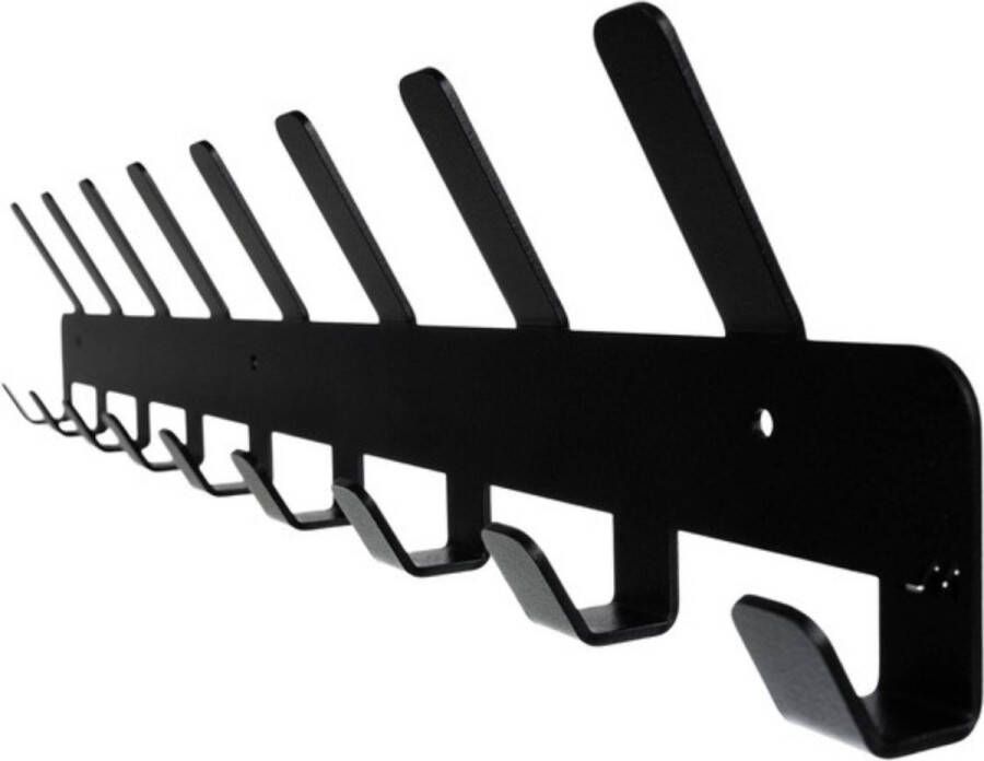 Puiquality Wandkapstok 17 Haaks Kapstok Muur 48 cm Hangende Design Kapstok Zwart Handdoekrek Metaal Jashaken Ophang Haak Ophanghaken