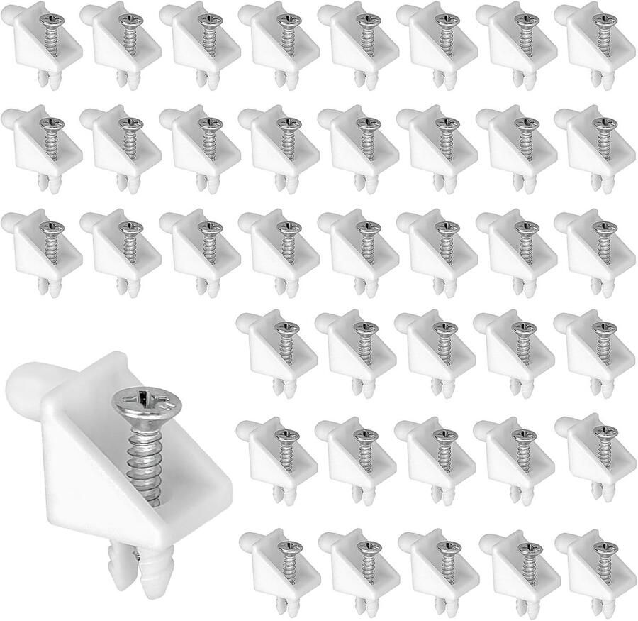 PULUZ 40 stuks plankdragers 5 mm wit #101558 glazen plankdragers voor IKEA PAX plankdragers geschikt voor de reparatie van kastdeuren rekken kastscheidingswanden kasten