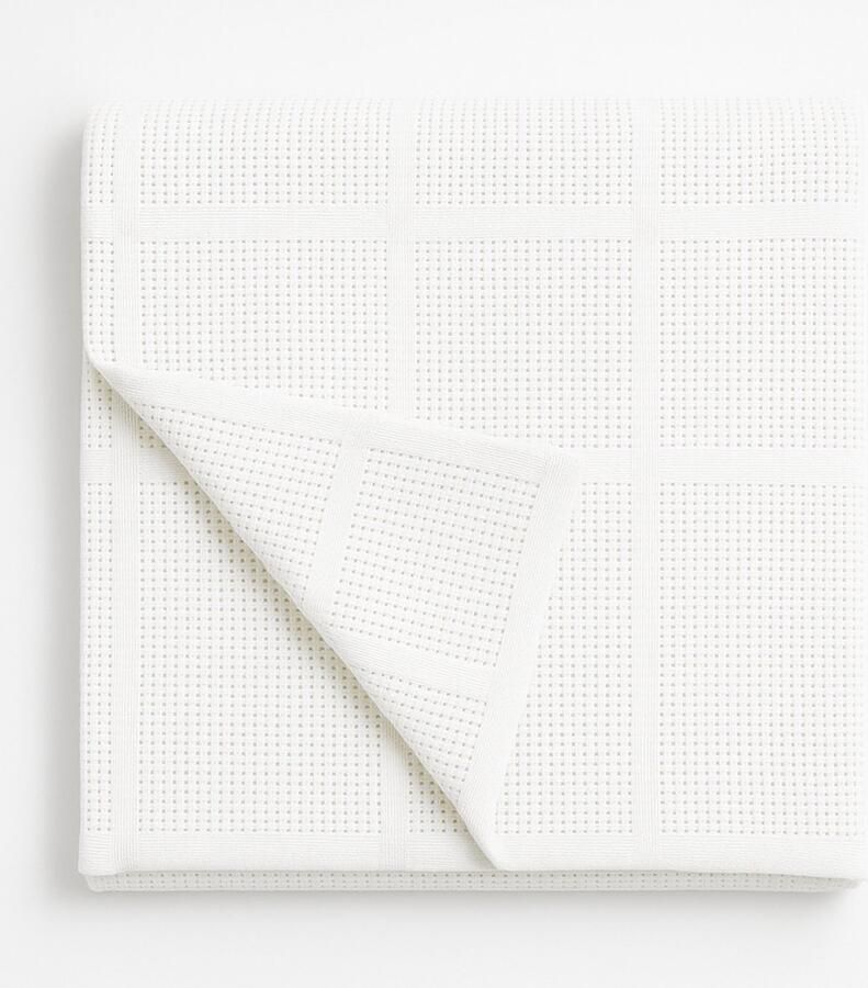 Pure Cotton Pure'Cotton Plaid 100% Katoen 130x180 cm Ideaal Zomers Ademend Bank en Bed Dekentje Ledikant Wit