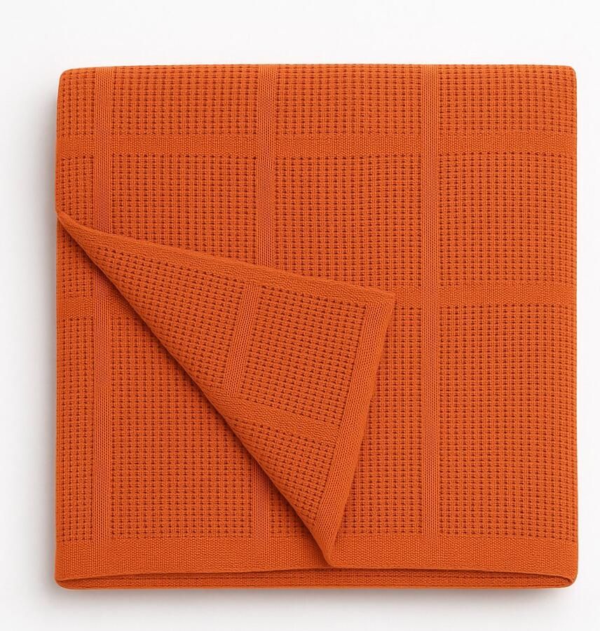 Pure Cotton Pure'Cotton Plaid 100% Katoen 130x180 cm Ideaal Zomers Ademend Bank en Bed Dekentje Ledikant Pompoen