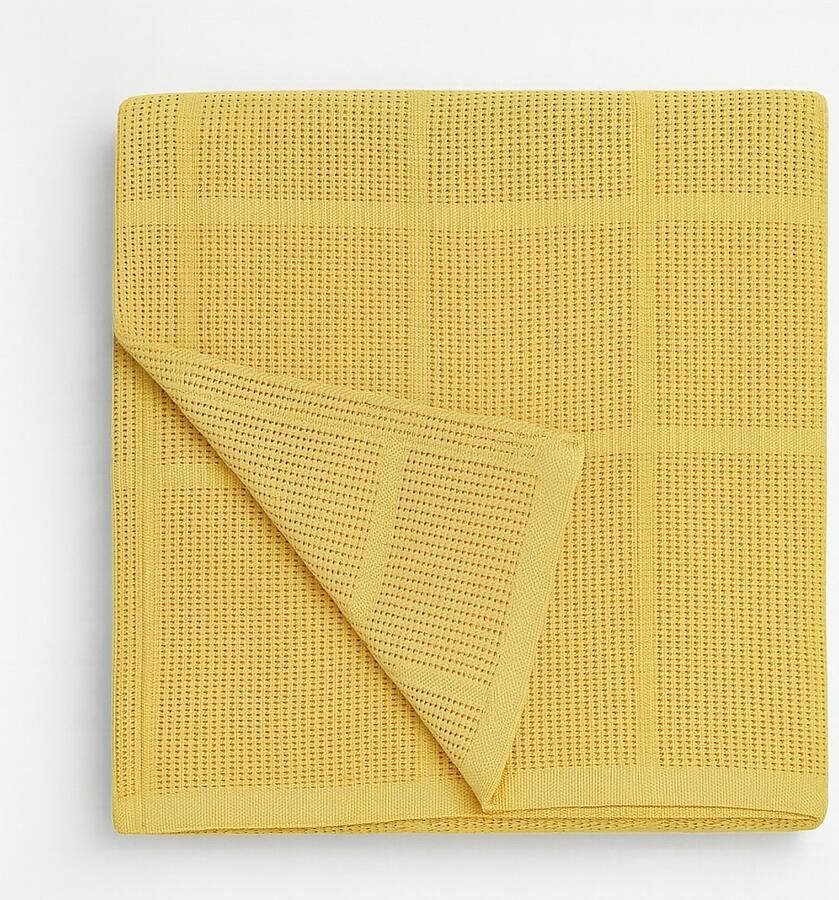 Pure Cotton Pure'Cotton Plaid 100% Katoen 130x180 cm Ideaal Zomers Ademend Bank en Bed Dekentje Ledikant Geel
