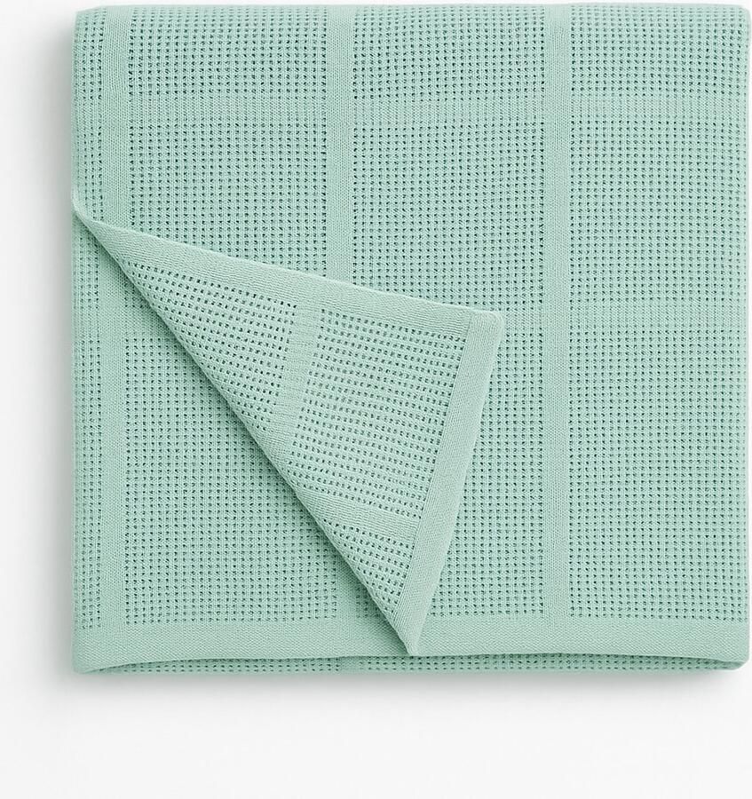 Pure Cotton Pure'Cotton Plaid 100% Katoen 130x180 cm Ideaal Zomers Ademend Bank en Bed Dekentje Ledikant Mintgroen