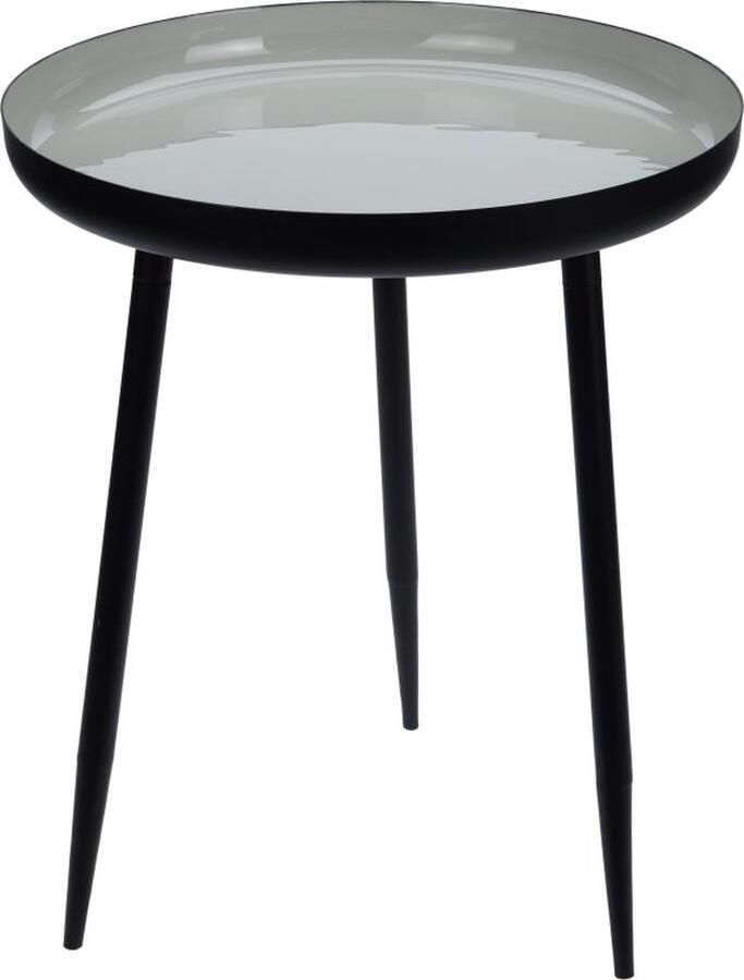 Pure Garden & Living Bijzettafel Rond Zwart Crème Metaal Woonkamer Banktafel 45x36 5x36 5cm