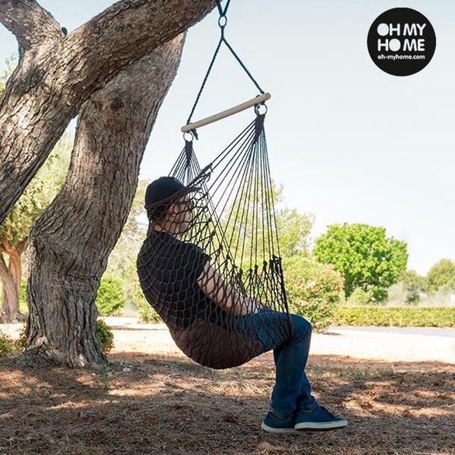 Pure Garden & Living Oh My Home Hangstoel met Kussen zwart bruin beige schommelstoel bohemien stoel