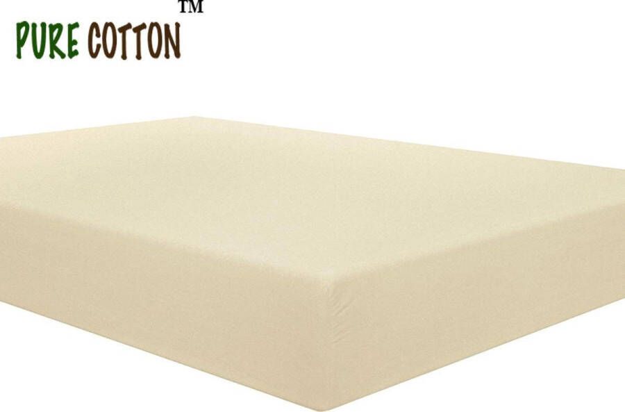 PURE HOME COTTON Hoeslaken 200x220 tot (35cm) Boxspring en Waterbed Katoen Lange Levensduur Creme