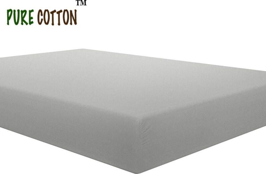 PURE HOME COTTON Hoeslaken 200x220 tot (35cm) Boxspring en Waterbed Katoen Lange Levensduur Grijs