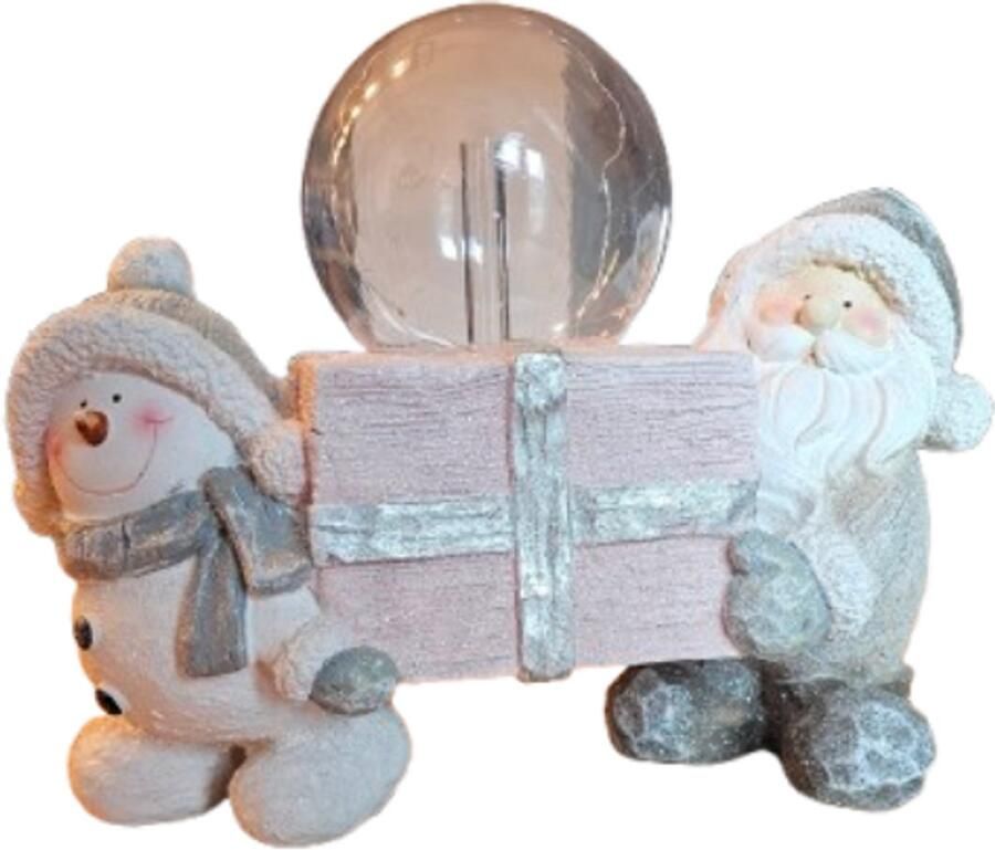 Pure home decor kerstman sneeuwman pakje lamp beeld kerst 33cm