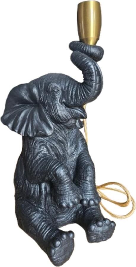 Pure home decor Olifant lamp deco zwart 44cm