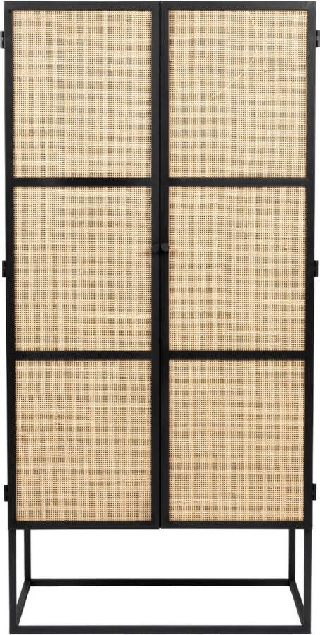 Puur Bjerka kast hoog 2-deurs MDF rattan