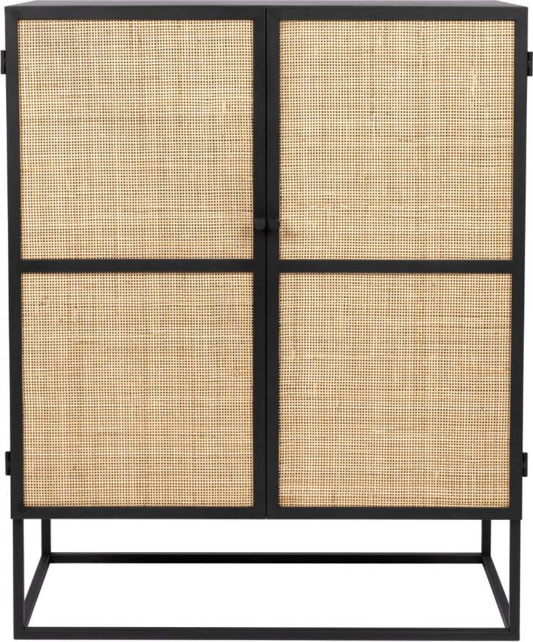 Puur Bjerka kast laag 2-deurs MDF rattan