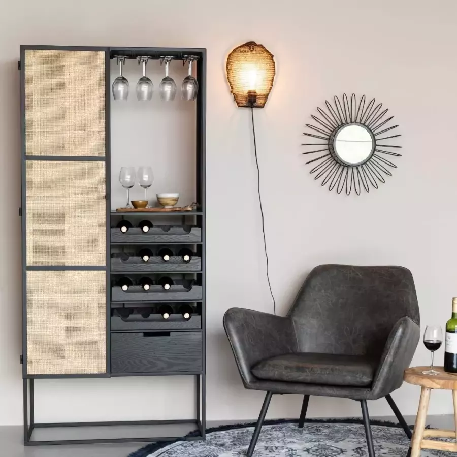 Puur Bjerka wijnkast hoog MDF rattan - Foto 2